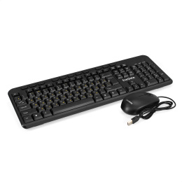 Комплект ExeGate Professional Standard Combo MK150 клавиатура мультимедийная влагозащищенная 116кл., длина кабеля 1,5м + мышь оптическая 1200dpi, 3 кнопки и колесо прокрутки, длина кабеля 1,2м; USB, черный, RTL EX298903RUS