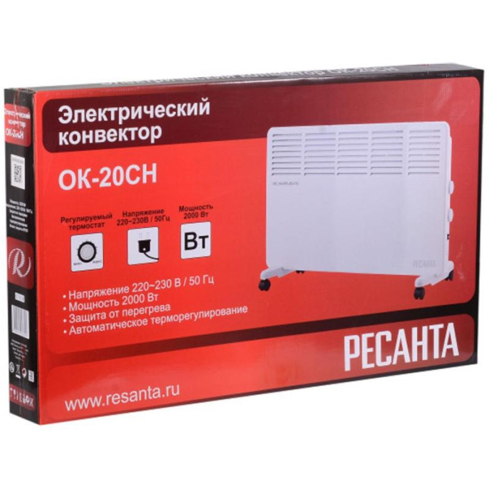 Конвектор Ресанта ОК-20СН, 2000Вт, с терморегулятором, белый [67/4/38]