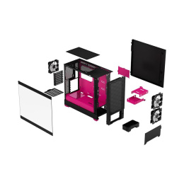 Корпус Case Fractal Design Pop Air RGB Magenta Core TG Clear Tint, Midi-Tower, 3x120mm RGB, 2xUSB-A 3.2 ATX, mATX, mITX Black/Magenta FD-C-POR1A-03