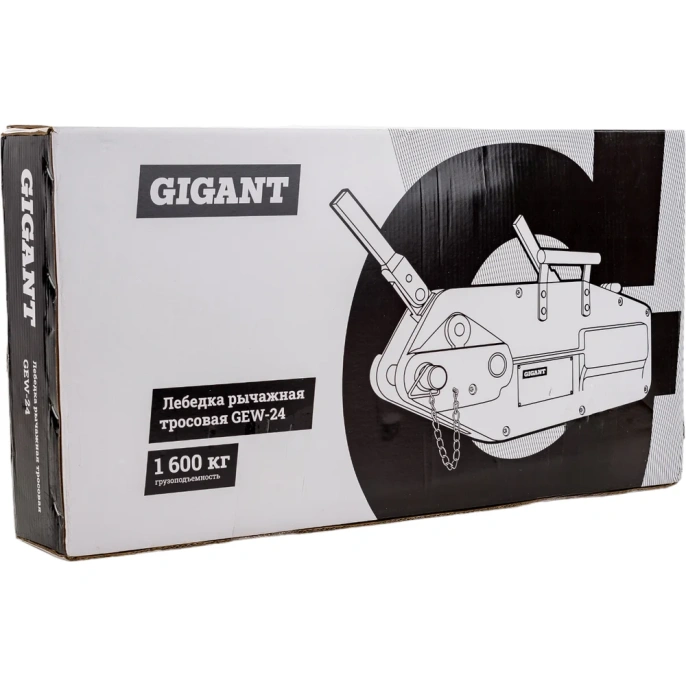 Рычажная тросовая лебедка Gigant 1,6 т, L=20м GEW-24, Диаметр троса 11мм, МТМ 1600