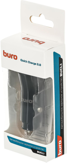 Автомобильное зарядное устройство Buro BUCL1, USB-A, 18Вт, 3A, черный [bucl18p100bk]