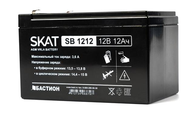 2535 Бастион SKAT SB 1212 АКБ СК 12В/12 Ач/F1/Срок службы 6 лет/1,5 л.г