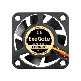 Вентилятор 5В DC ExeGate ExtraSilent ES04010S3P-5 (40x40x10 мм, Sleeve bearing (подшипник скольжения), 3pin, 4500RPM, 22dBA) EX296994RUS