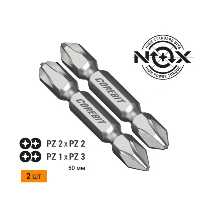 Набор бит двухсторонних (2 шт; Pz2xPz2, Pz1xPz3; 50 мм; карта) NOX 336005