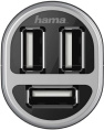 Автомобильное зарядное устройство HAMA H-173603,  3xUSB-A,  5Вт, 2.1A, черный [00173603]