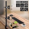 Кронштейн для двух мониторов 13"-32" настольный ExeGate EDM2-3210-01 (VESA 75x75, 100x100, макc.нагрузка 2х10 кг, наклон -45°/+45°, поворот -45°/+45°, вращение 360°, 2 способа крепления: сквозное и струбцина, цвет черный) EX300167RUS