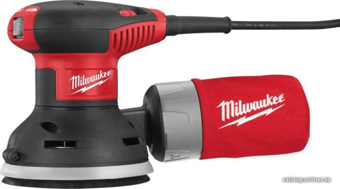 Эксцентриковая шлифмашина Milwaukee ROS 125 E 4933433180 14000-26000 колебаний/мин, питание: сеть, 300 Вт, частота вращения на холостом ходу: 7000-12000 об/мин, диапазон колебаний: 2,4 мм, диаметр