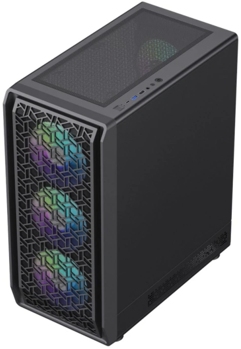 Корпус GameMax Forge MB без БП Черный, ATX, USB3.0,Зак.стекло,4*120мм ARGB вент+конт., пыл.фильтр