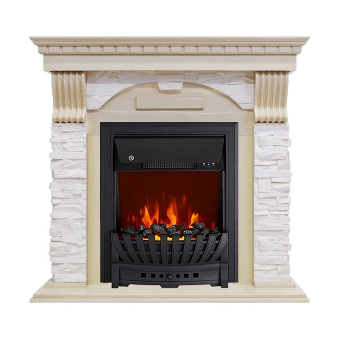 Каминокомплект Royal Flame Dublin арочный сланец крем. слоновая кость портал и очаг aspen black 64948584