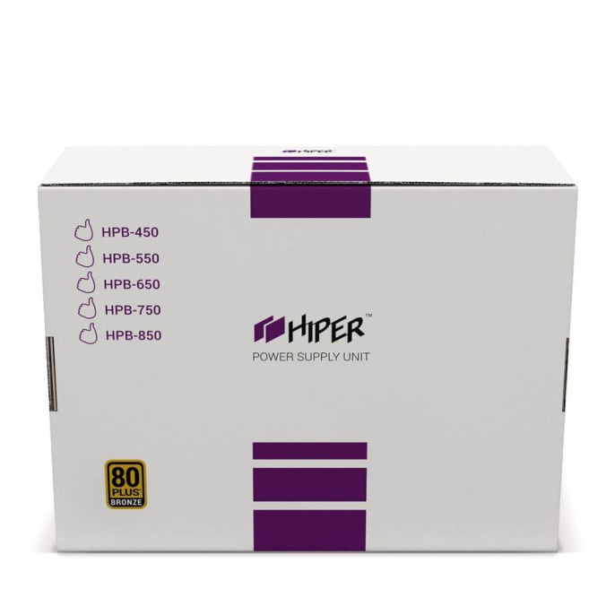 блок питания для ПК 600 Ватт/ PSU HIPER HPB-600 ATX 2.31, 600W, Active PFC, 80Plus BRONZE, 140mm fan, черный BOX