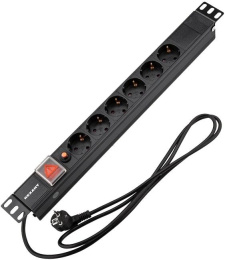 Блок распределения питания REXANT 04-0102-1,  горизонт.размещ.,  SchukoХ6,  Тип вход. тока 16A,  2м