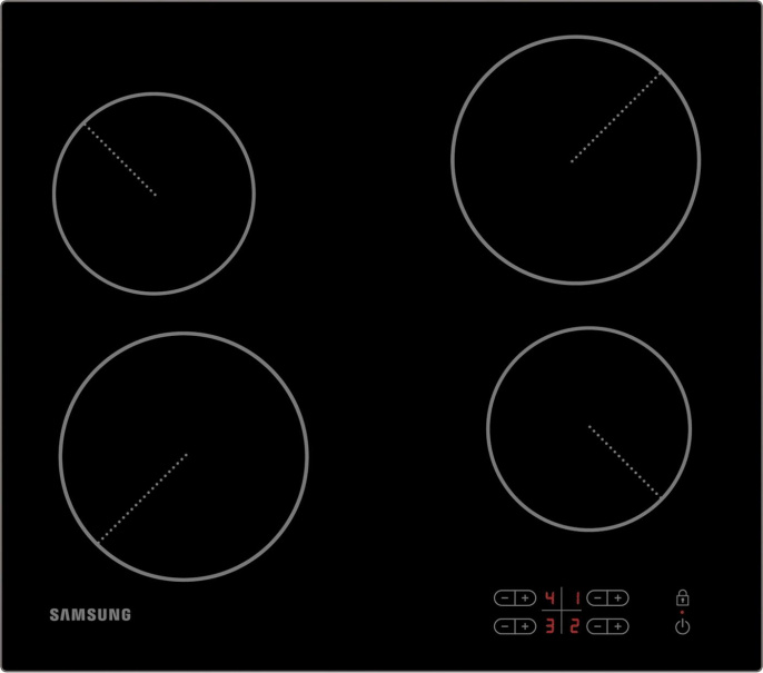 Электрическая варочная поверхность Samsung NZ64T3506AK/WT, конфорок: 4 шт.,  стеклокерамика,  независимая, черный