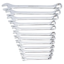 Набор комбинированных ключей Gigant 6 - 22 мм, 12 шт., полированный хром, Сталь Cr-V, 6-22мм, GDWSP-12
