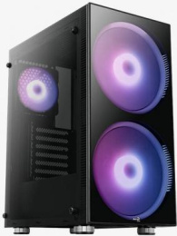 Корпус ATX Aerocool Python-G-BK-v1, Midi-Tower, без БП, черный