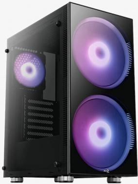 Корпус ATX Aerocool Python-G-BK-v1, Midi-Tower, без БП, черный