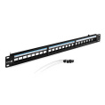 Патч-панель модульная ExeGate EPPB-19-24 19", UTP, 24 port, наборная, неэкранированная, 1U, RoHS, с кабельным органайзером, Black, RTL EX297320RUS