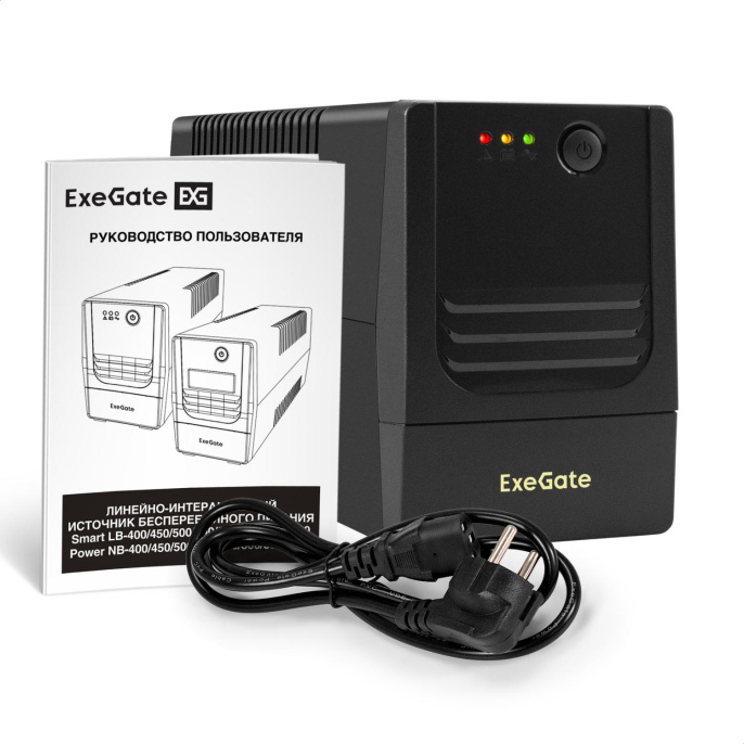 ИБП ExeGate Power NB-500.LED.AVR.4C13 (500VA/300W, LED, AVR, 4*C13, батарея 12V 4.5Ah, Black) EX299478RUS