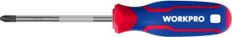 Отвертка WorkPro PZ1X100мм (WP221036) (крестовая, хром-ванадиевое лезвие, черный магнитный наконечник, эргономичная ручка для удобного захвата)