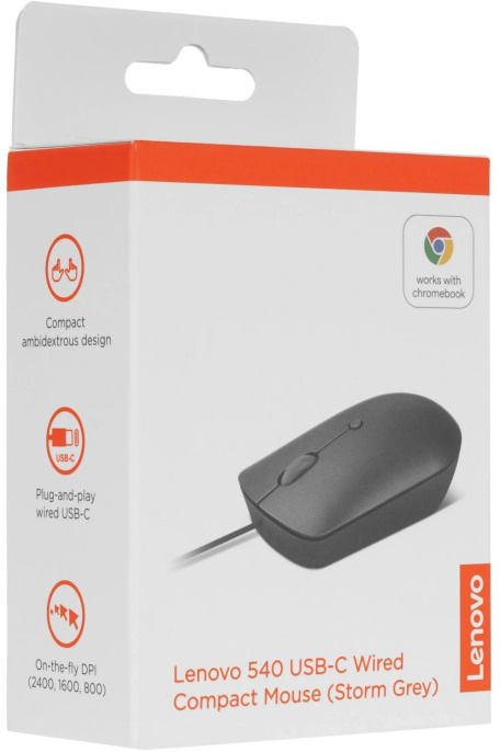 Мышь Lenovo 540 темно-серый оптическая 2400dpi USB 3but GY51D20876