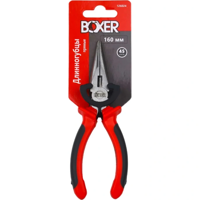 Длинногубцы Boxer 200 мм, двухкомпонентные рукоятки 126026