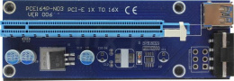 KS-is KS-346 Адаптер PCI-Ex1 M -- PCI-Ex16 F райзер с питанием Molex
