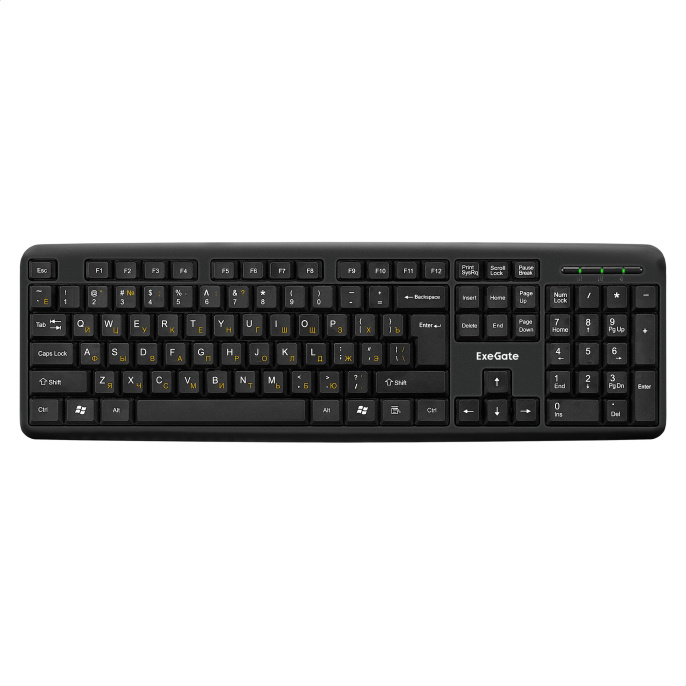 Комплект ExeGate Professional Standard Combo MK120 клавиатура влагозащищенная 104кл. + мышь оптическая 1000dpi, 3 кнопки и колесо прокрутки, длина кабелей 1,5м; USB, черный, Color Box EX286204RUS