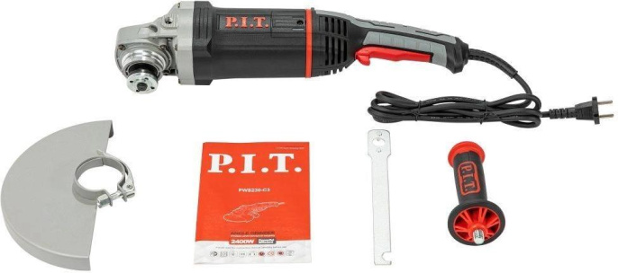 Угловая шлифмашина P.I.T. PWS230-C3 электрич., 2400 Вт, 230х22.2 мм, плавн.пуск, М14, поворот. рукоятка