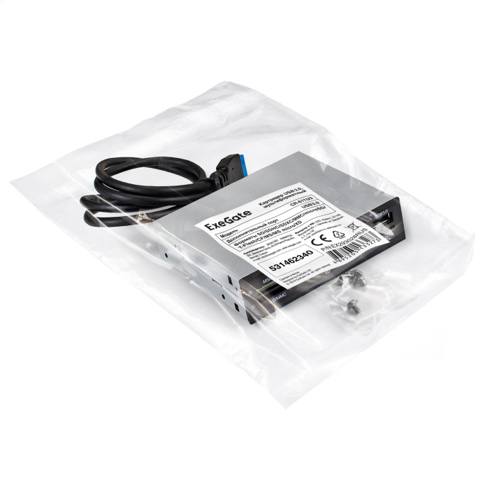 Картридер USB3.0 ExeGate <CR-611U3> (внутренний, 3.5", мультиформатный: SD/SDHC/SDXC/MMC/microSD/T-Flash/CF/MS/MS micro/XD, 1 доп.порт USB3.0, черный, металл) EX293028RUS