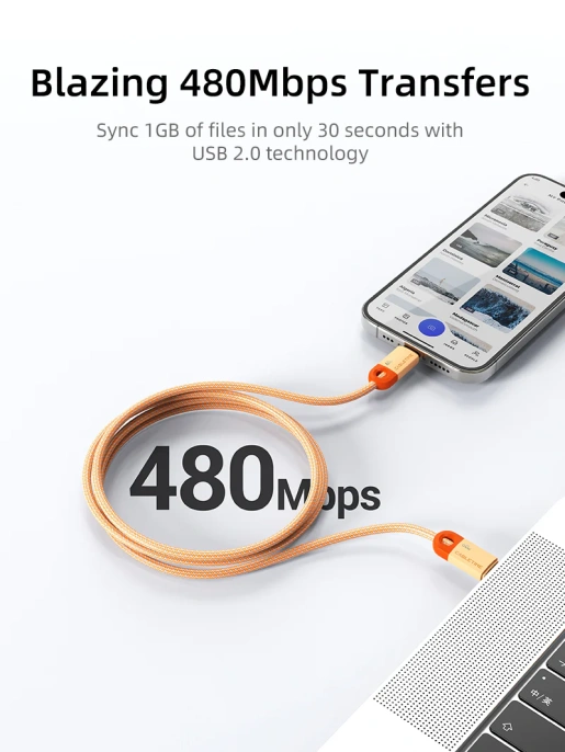 Кабель USB CABLETIME CUP4L (CT-CM60-PBW2) черный, 2 м, 60 Вт