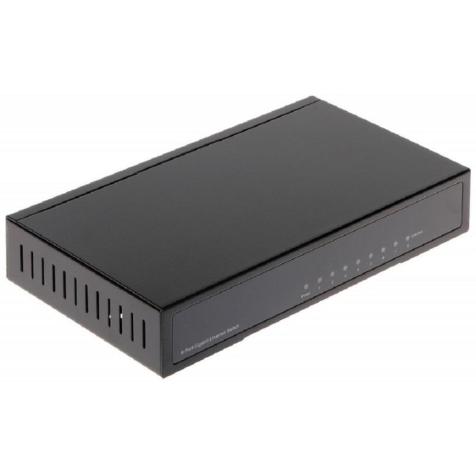 DAHUA DH-PFS3008-8GT 8-портовый гигабитный неуправляемый коммутатор, 8xRJ45 1Gb, коммутация 16 Гбит/с, MAC-таблица 2К