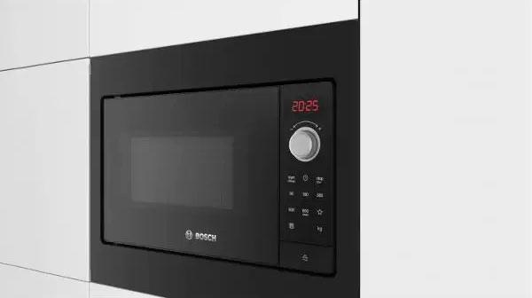 Встраиваемые микроволновые печи BOSCH Serie 2, Встраиваемая микроволновая печь, черный, LED-дисплей, микроволны до 800 Вт, 5 ступеней мощности микроволн, поворотный переключатель, 7 автоматических программ, память на одну пользовательскую программу, много