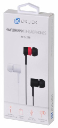 Наушники Oklick HP-S-220, 3.5 мм, внутриканальные, черный/красный [d2-1b/r]