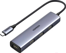 USB-Хаб UGREEN CM473 20841 USB-C to 4*USB 3.0 Hub. Цвет: серый
