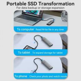 Корпус для SSD Vention USB 3.1 Gen 2-C M.2 NVMe Серый (KPGH0)