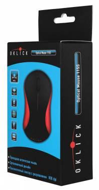 Мышь проводная Oklick 115S, оптическая, USB, 1200dpi, черный и красный [711637]