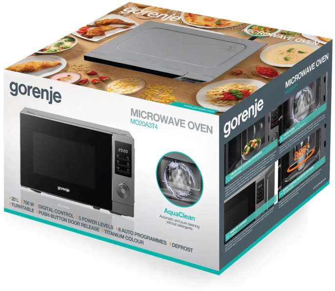 Микроволновая Печь Gorenje MO20A3T4 20л. 700Вт серый (744376)