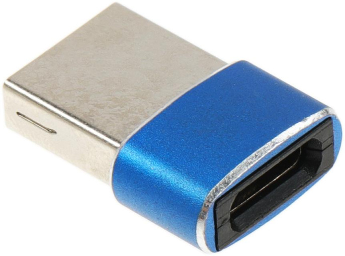Адаптер USB2.0 PREMIER 6-071,  USB 2.0 A(m) (прямой) -  USB Type-C (f) (прямой),  пакет,  синий