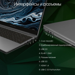 Ноутбук Digma Pro Breve S Core i3 1005G1 8Gb SSD512Gb Intel UHD Graphics 15.6" IPS FHD (1920x1080) Windows 11 Pro dk.grey WiFi BT Cam 4500mAh (DN15P3-8DXW02)