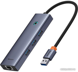 Хаб Baseus BS-OH109 UltraJoy Series 4 порта USBA to USB3.0*3+RJ45*1 Space Grey B0005280A813-01
