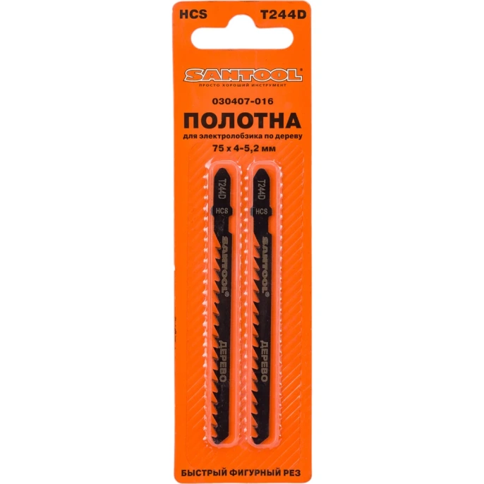Полотна по дереву 75x4,0 мм, тип T244D, 2 шт. SANTOOL 030407-016