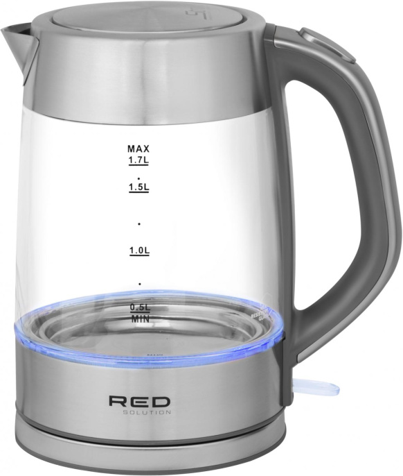 Чайник электрический Red Solution RK-G138 1.7л. 2200Вт серый корпус: стекло