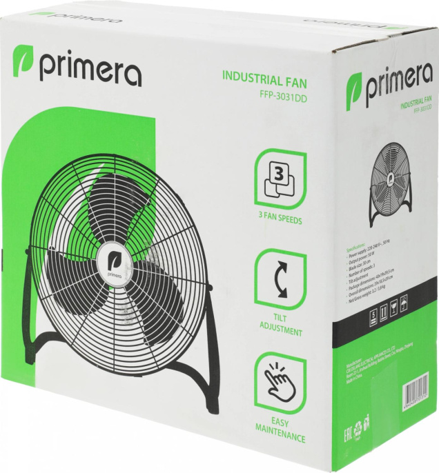 Вентилятор напольный PRIMERA FFP-3031DD,  серебристый