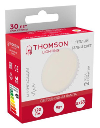 Лампа светодиодная Thomson TH-B4006 9Вт цок.:GX53 таблетка 220B св.свеч.бел.теп. Tablet упак.:1шт