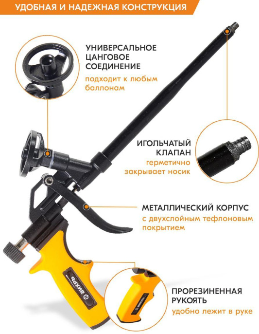 Пистолет монт.пены Вихрь 73/3/6/4