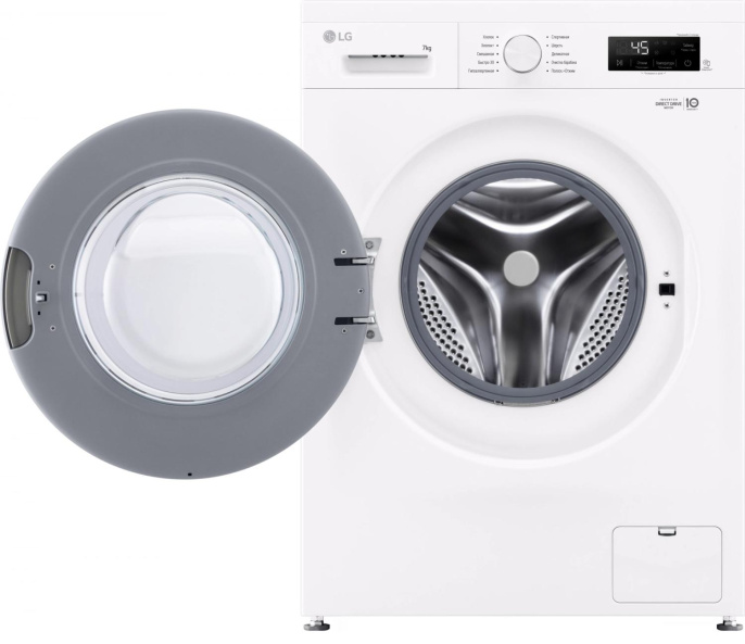 Стиральная машина LG F2Y1HS3W, с фронтальной загрузкой, 7кг, 1200об/мин, с паром, инверторная