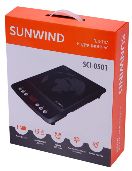 Настольная плита индукционная SunWind SCI-0501, стеклокерамика, черный