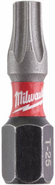 Бита Milwaukee Shockwave TX25 25мм 25шт (4932430880) (для использования с ударными шуруповертами, закаленная лазером, геометрия Shock Zone, конструкционная сталь)