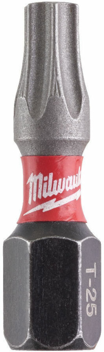 Бита Milwaukee Shockwave TX25 25мм 25шт (4932430880) (для использования с ударными шуруповертами, закаленная лазером, геометрия Shock Zone, конструкционная сталь)