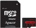 Карта памяти Apacer 64GB AP64GMCSX10U5-R + Adapter класс 10, чтение: 85 МБ/с, адаптер