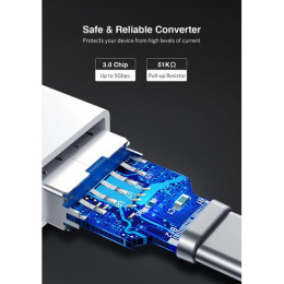 Переходник UGREEN US173-30155, Type C (M) to USB-A 3.0 (F), OTG, скорость до 5 Гбит/с, пластиковый, White